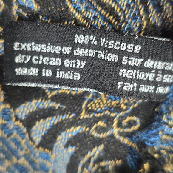 SJ Collection Blue Floral Pashmina Fringe Floral Long Shawl Scarves Wrap Scarf - Picture 7 of 7